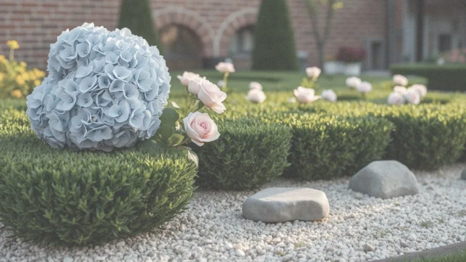 Co wyróżnia elegancki projekt rabaty z hortensjami?