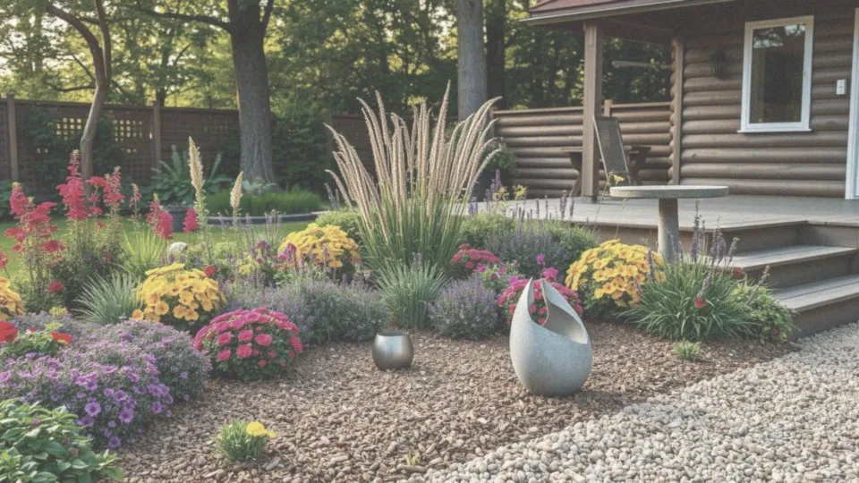 Jakie dodatki można zastosować w aranżacji rabaty przy tarasie?