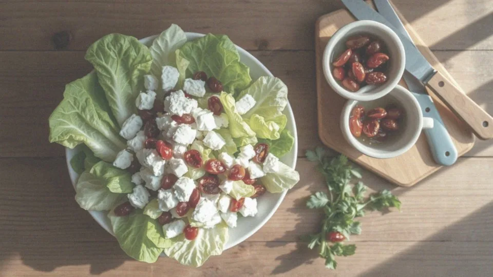 Jak przygotować sałatkę z sałaty lodowej i fety bez świeżych pomidorów?